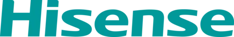 Hisense logo in vibrant teal on a black background.